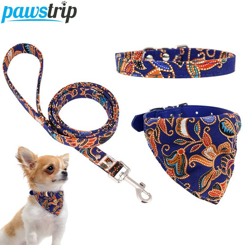 XS-L Pet Leather Dog Collar Chihuahua Yorkie Dog Bandana Scarf Cat Collars Leather Dog Leash Pet Collars For Small Dogs/Cats