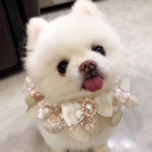 Load image into Gallery viewer, Pet Dog Cat Collars Bib Bow Pearl Collars For Small Dogs Jewelry Handmade Embroidery Necklace Dog Goods Accessories