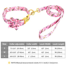 Load image into Gallery viewer, Flower Custom Dog Collar Leash Floral Printed Nylon Pet Dog Collars Lead Personalized Puppy Collars for Small Medium Large Dog