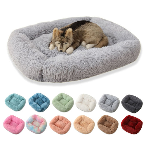 Square Dog Beds Long Plush Solid Color Pet Beds Cat Mat For Little Medium Large Pets Super Soft Winter Warm Sleeping Mats