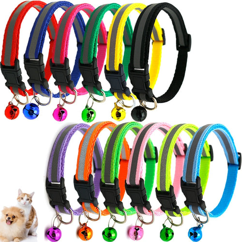 Adjustable Nylon Dog Collars Pet Collars with Bells Charm Necklace Collar for Little Dogs Cat Collars Pet Supplies Acessorios
