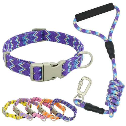 Nylon Dog Collars Leashes Adjustable Dog Rock Climbing Dogs Collar for Small Medium Large Pet Collars Leashes Set  S-XL