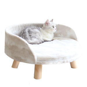 Pet Cat Dog Bed Soft Warm Lambswool Wood Legs Beds Cats for House Nest Dogs Bed Warm Comfortable House Washable Kennel Dog Beds