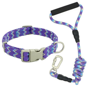Nylon Dog Collars Leashes Adjustable Dog Rock Climbing Dogs Collar for Small Medium Large Pet Collars Leashes Set  S-XL