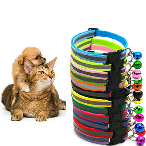 Adjustable Nylon Dog Collars Pet Collars with Bells Charm Necklace Collar for Little Dogs Cat Collars Pet Supplies Acessorios