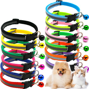 Adjustable Nylon Dog Collars Pet Collars with Bells Charm Necklace Collar for Little Dogs Cat Collars Pet Supplies Acessorios