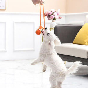 5/6/7/8cm Dog Ball Pet Dog Toy Indestructible Chew Toys Ball with String Interactive Toys for Large Dog Puppy Bouncy Rubber Ball